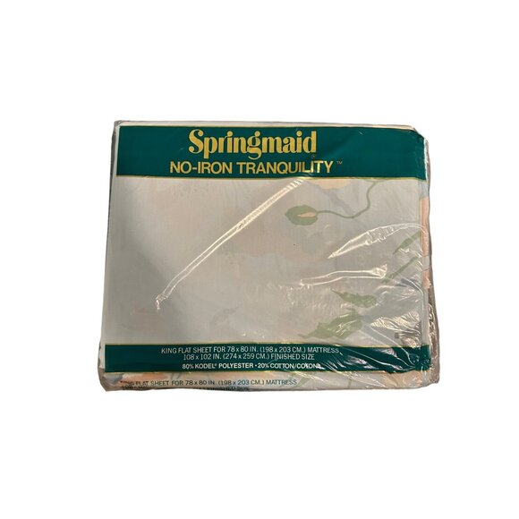 Springmaid No-Iron Tranquility King Flat Sheet 108" x 102" Windflowers Pattern 8 - Picture 2 of 5